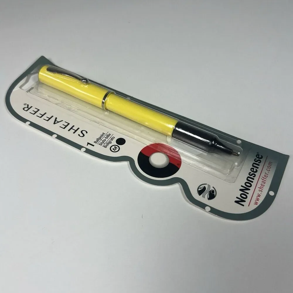 NEW NOS Vintage Sheaffer Yellow No Nonsense Medium Ball Point Pen Black Ink